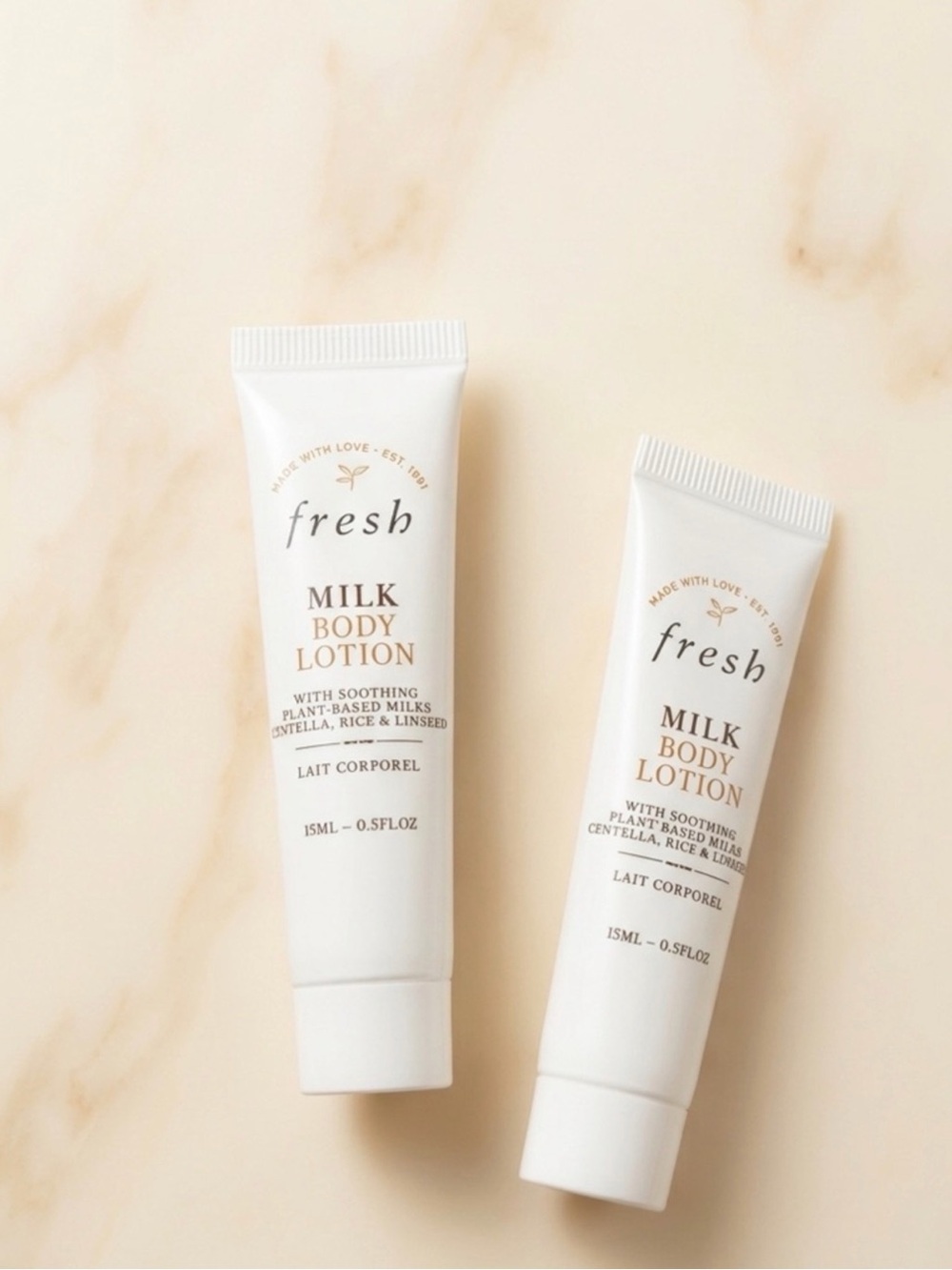 fresh Milk Body Lotion Tubes - White with Gold Text